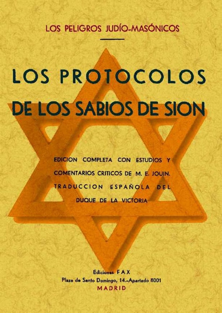 [9788497614450] Los protoclos de los sabios de Sión (Los peligros judío-masónicos)