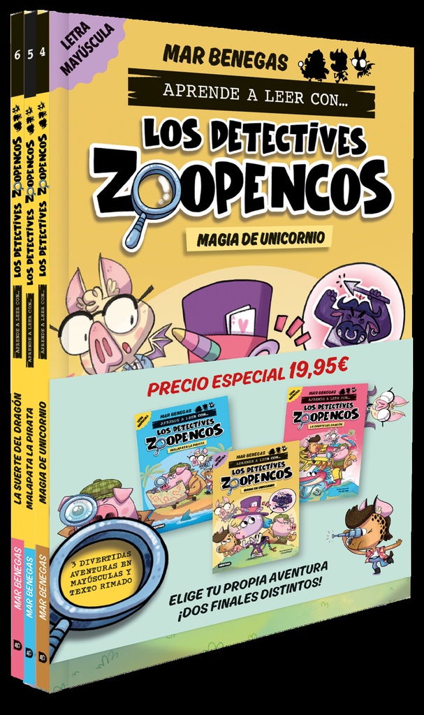 [9788408299226] Pack Aprende a leer con... ¡Los Detectives Zoopencos! 4, 5 y 6: En letra MAYÚSCU