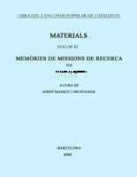[9788484153467] Obra del Cançoner Popular de Catalunya. Volum XI. Memòria de missió de recerca