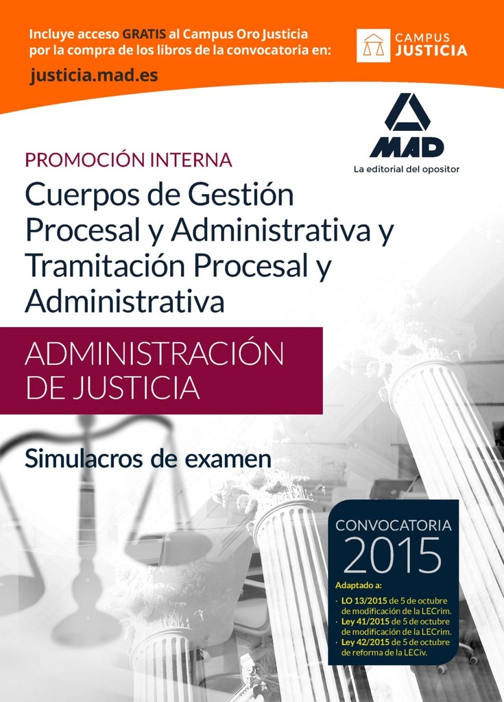 [9788490936504] Cuerpos gestión procesal adva.y tramit.procesal y adva.2015
