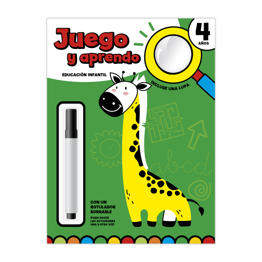 [9791387627560] JUEGO Y APRENDO 4 AÑOS - CON LUPA Y ROTULADOR BORRABLE