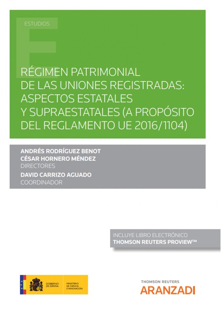 [9788411241946] Régimen patrimonial de las uniones registradas aspetos estatales y supraestatale